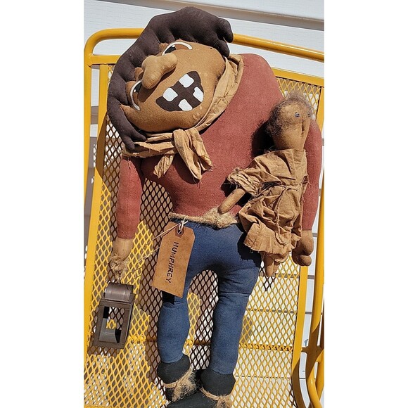 Creepy Primitive Folk Art Doll 22" Handmade Painted Fabric Halloween Decor - Picture 4 of 11